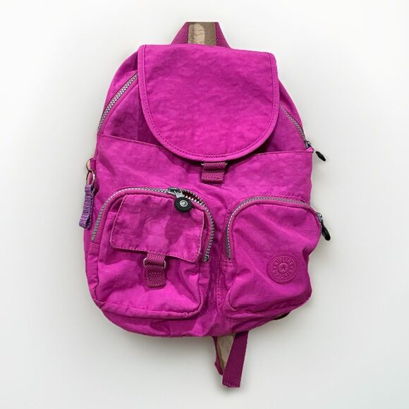 Kipling Firefly Pink Nylon Medium Backpack Bookbag No Charm CLEAN - Picture 1 of 8